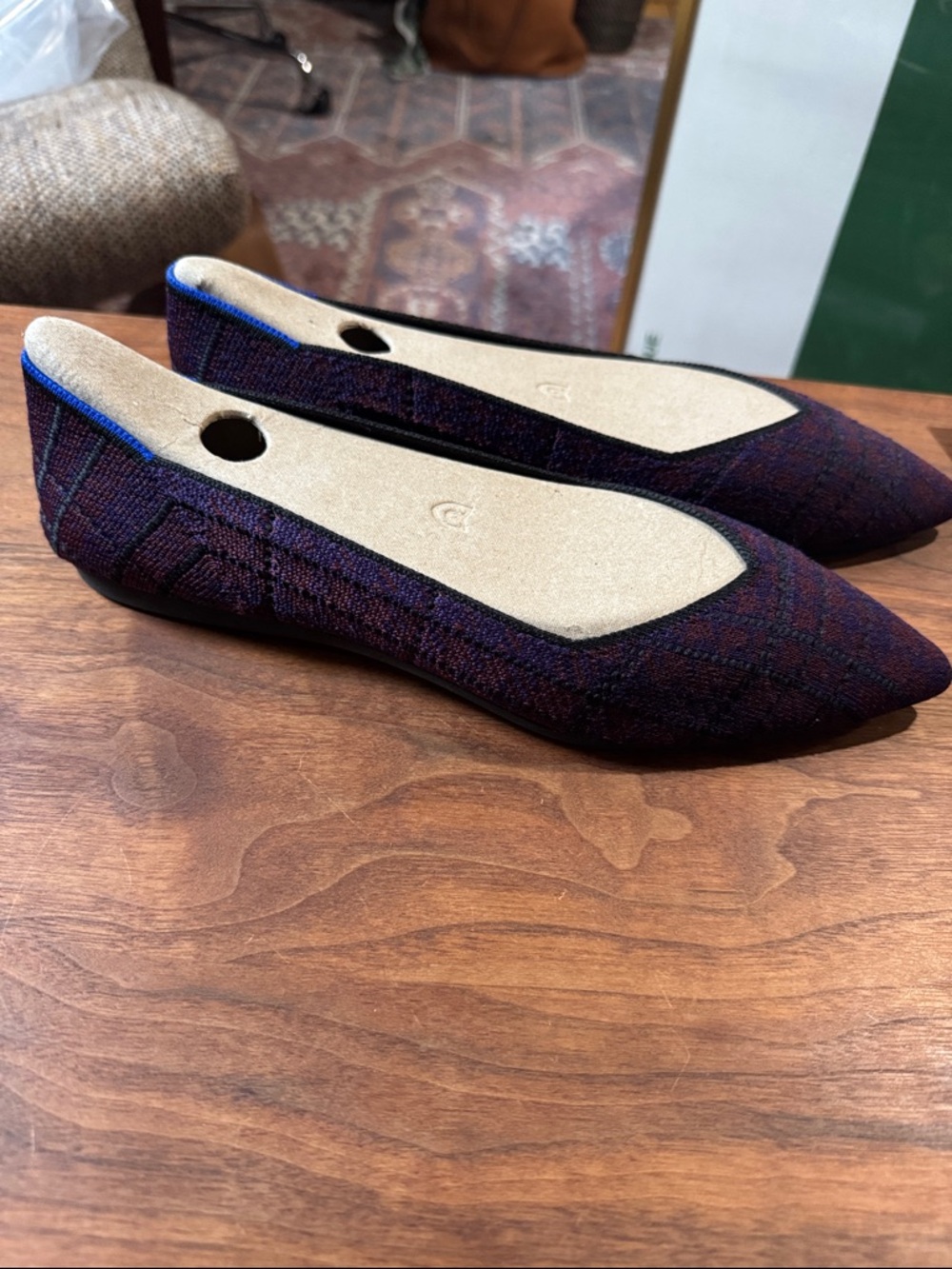 Like New Rothy's The Point in Cranberry Plaid - Picture 7 of 9